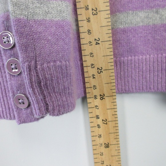 Talbots 100% Cashmere Sweater Women M Purple Striped Long Sleeve Knit Casual 218 - Picture 3 of 9